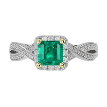 Gemstone Ring 14 Karat Two Tone Gold with Fine Emerald – main view