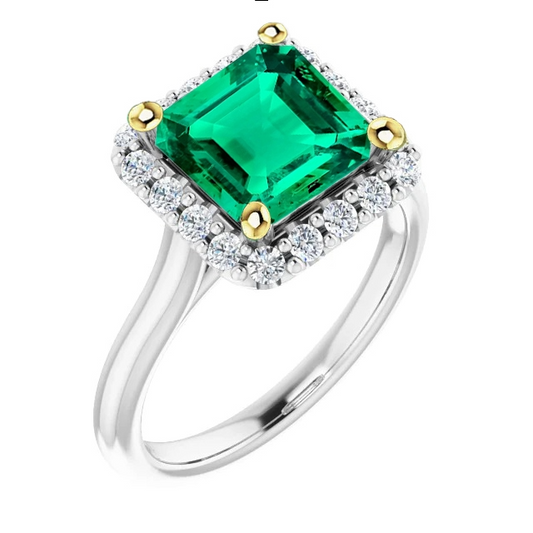 Authentic Fine Emerald Colored Stone Ring – main view