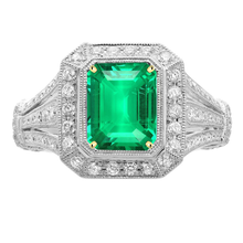 Emerald Emerald Cut Gemstone Ring in 14 Karat Two Tone Gold – main view