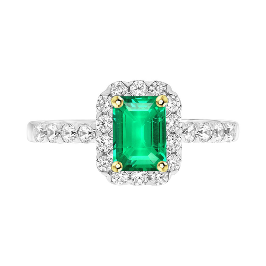Emerald Gemstone Ring 2-ct 14 Karat Two Tone Gold – main view