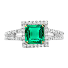 Step Cut Fine Emerald ring in 14K Two Tone Gold – main view