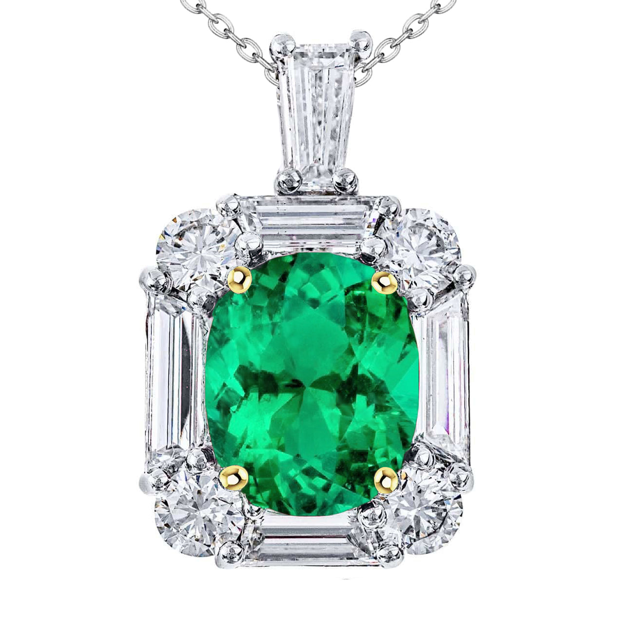 Oval Cut Colombian Emerald ring in 14K Two Tone Gold – main view