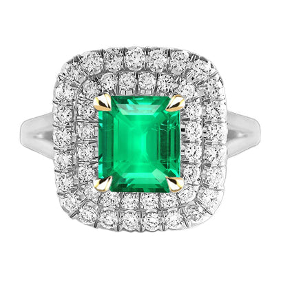 Emerald Cut Emerald ring in Two-Tone 14K Gold – main view
