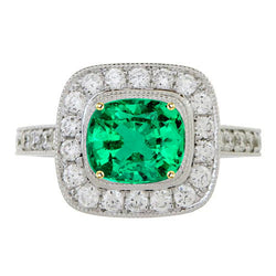 Colombian Emerald Colored Stone Ring – GIA-Certified 2 ct 14K
