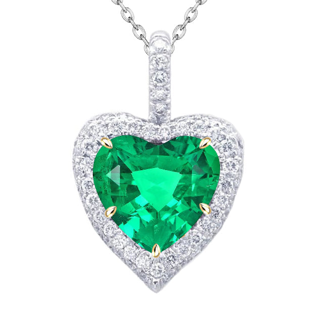 Heart Cut Fine Emerald ring in 14K Two Tone Gold – main view