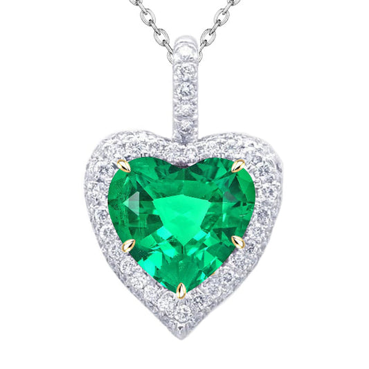 Heart Cut Fine Emerald ring in 14K Two Tone Gold – main view