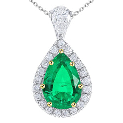 GIA-Certified Stone Pendant Necklace – Colombian Emerald 4 ct 14