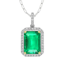 Precious Stone Pendant 14 Karat Two Tone Gold with Colombian Emerald – main view