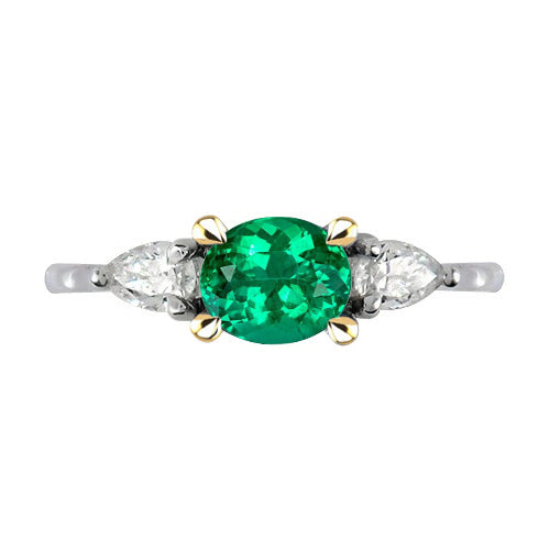Real Fine Emerald Gemstone Ring 1.50 ct 14K Two Tone Gold – main view