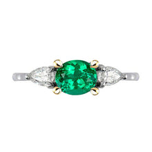 Real Fine Emerald Gemstone Ring 1.50 ct 14K Two Tone Gold – main view