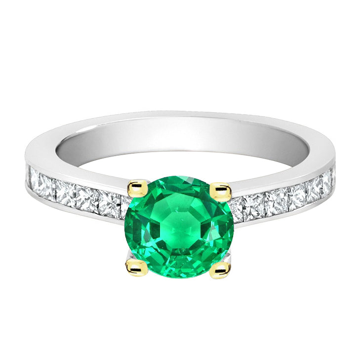 Colored Stone Ring 14 Karat Two Tone Gold with Fine Emerald – main view