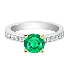 Colored Stone Ring 14 Karat Two Tone Gold with Fine Emerald – main view