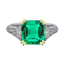 Anniversary Ring Fine Emerald Precious Stone Ring 3.50 ct – 14