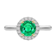 Precious Stone Ring 14K Two Tone Gold with Fine Emerald – main view