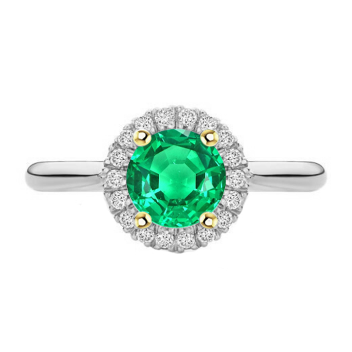 Precious Stone Ring 14K Two Tone Gold with Fine Emerald – main view