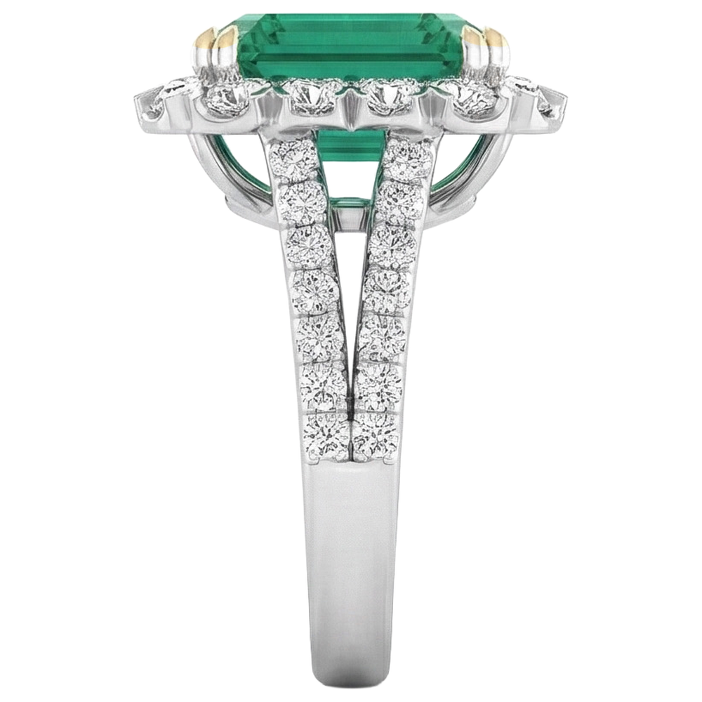 Green Emerald Natural Earth Mined Diamond Ring
