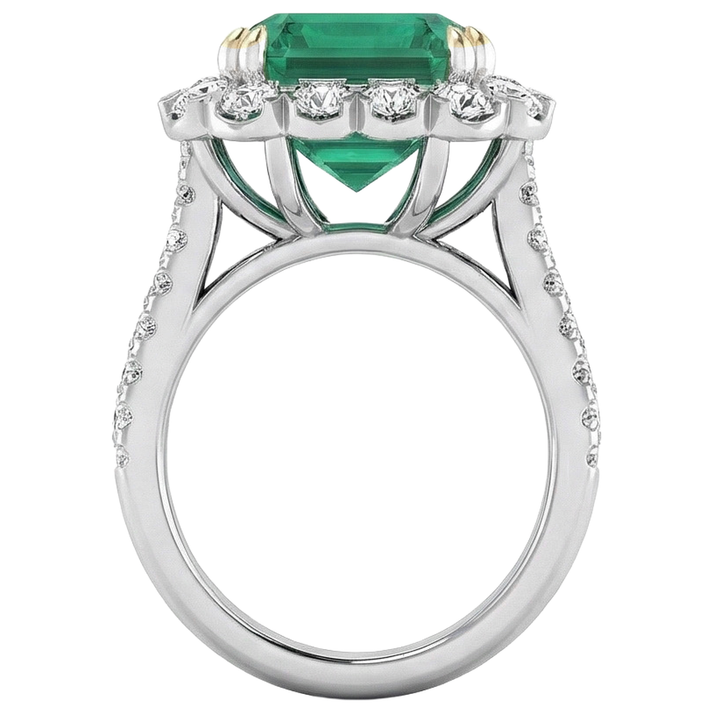 Green Emerald Natural Earth Mined Diamond Ring