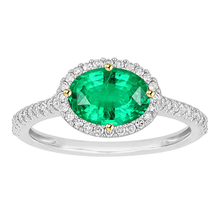 Colored Stone Ring 14K Two Tone Gold with Emerald – main view