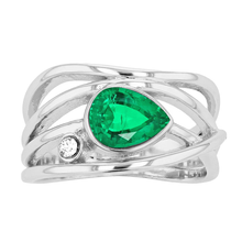 Colombian Emerald Colored Stone Ring 1-ct 14 Karat White Gold – main view