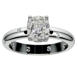 Gypsy Engagement Ring Natural Old Cut Cushion Diamond 4.75 Ct Flush Setting