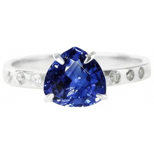 Gypsy Gemstone Jewellery Trillion Sapphire Ring Flush Setting 2 Carats
