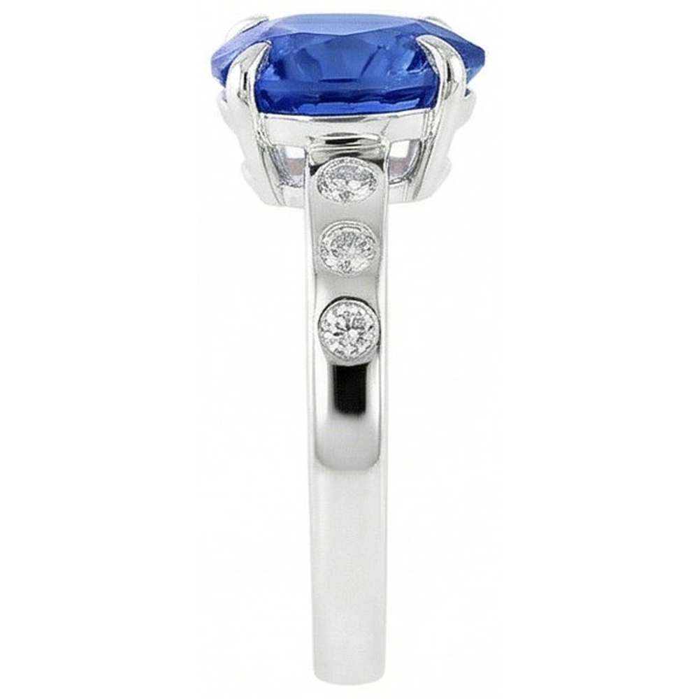 Gypsy Gemstone Jewellery Trillion Sapphire Ring Flush Setting 2 Carats