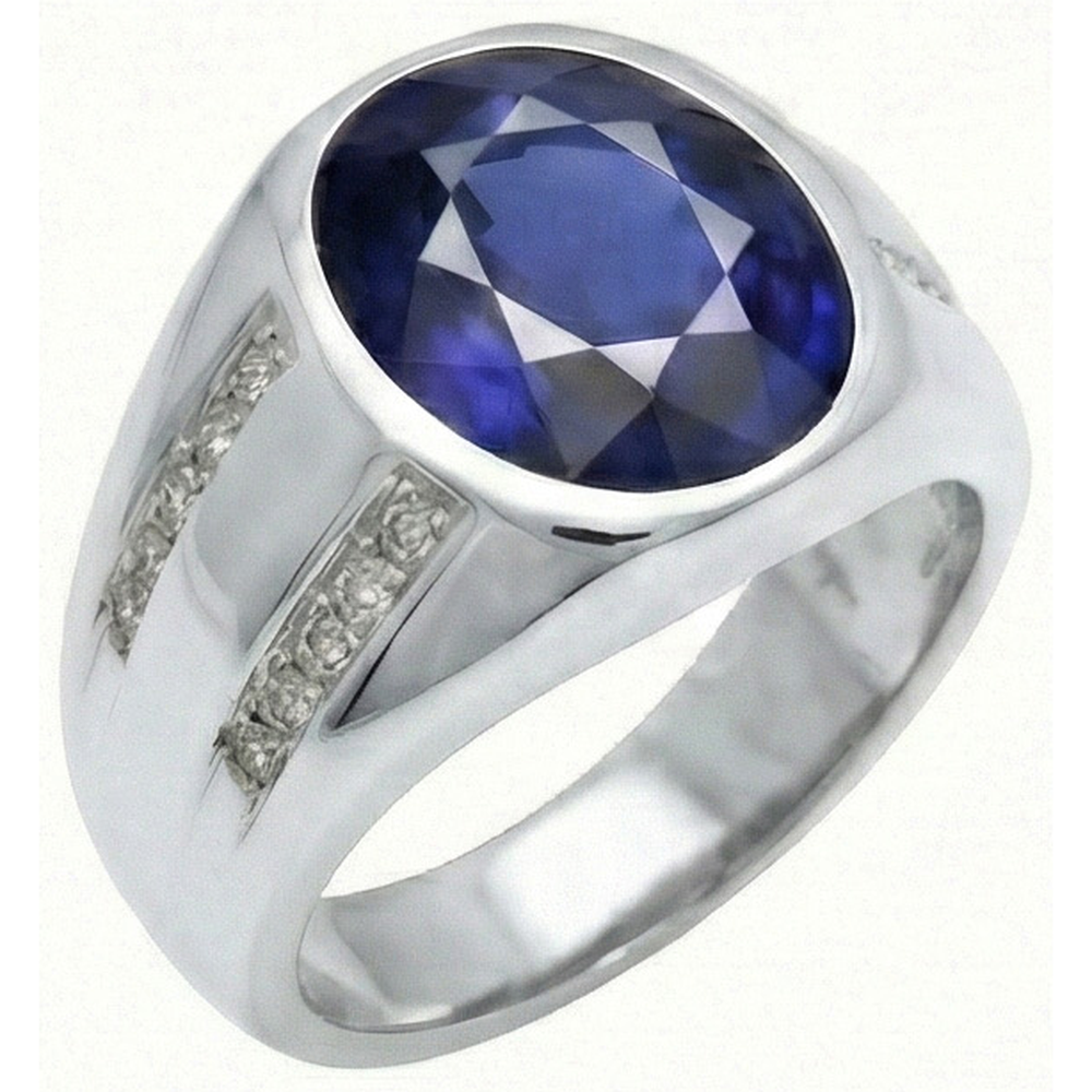 Gypsy Gemstone Vintage Style Oval Blue Sapphire Mens Natural Earth Mined Diamond Ring