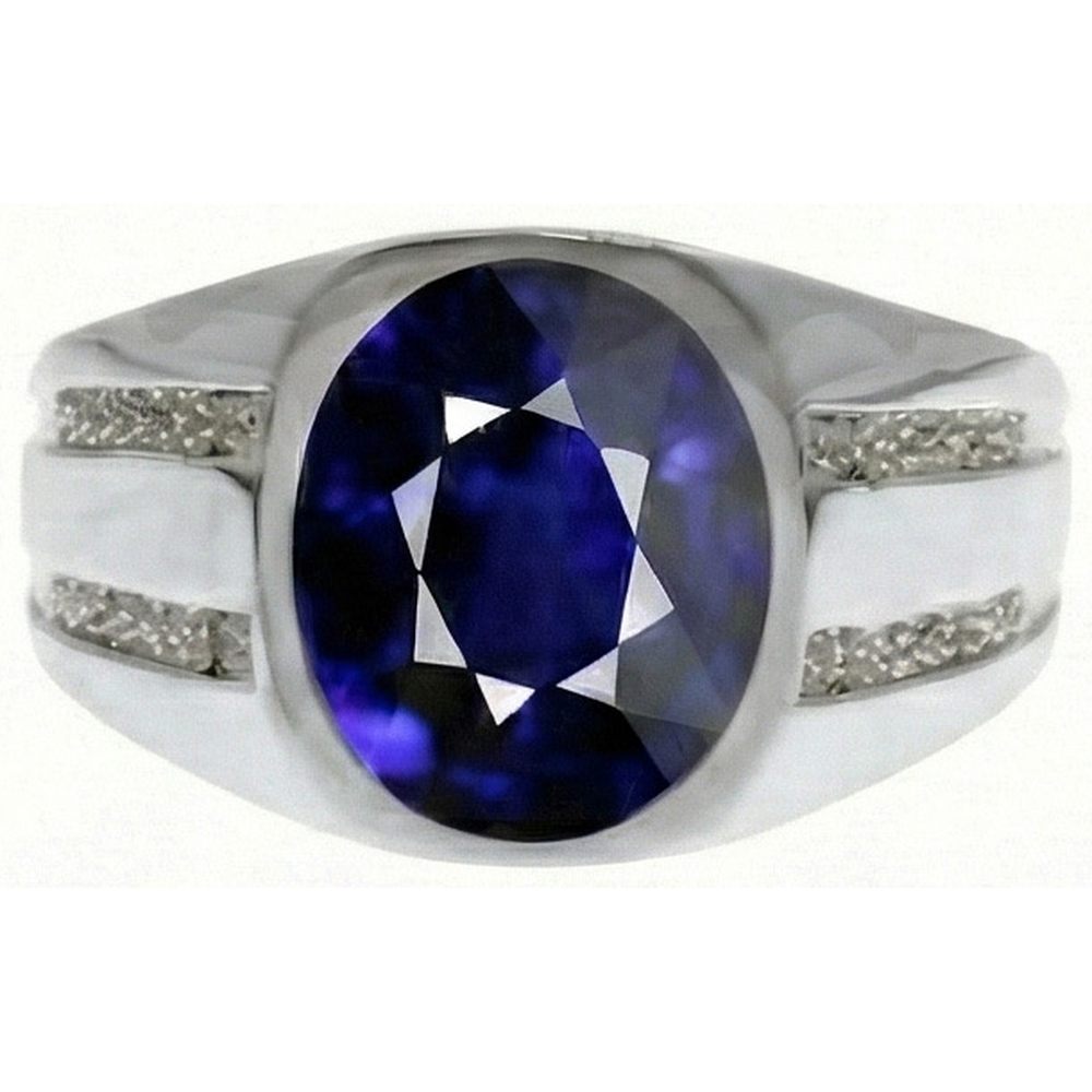 Gypsy Gemstone Vintage Style Oval Blue Sapphire Mens Natural Earth Mined Diamond Ring