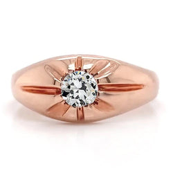 Gypsy Rose Gold Solitaire Round Old Mine Cut Real Diamond Ring 1 Carat