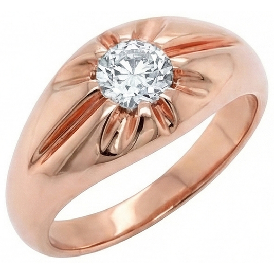 Gypsy Rose Gold Solitaire Round Old Mine Cut Real Natural Earth Mined Diamond Ring 1 Carat
