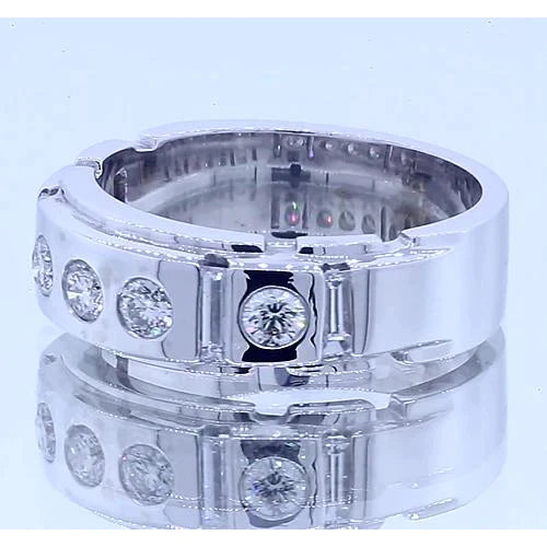 Gypsy Round & Baguettes Real Diamond Anniversary Band Satin Finish