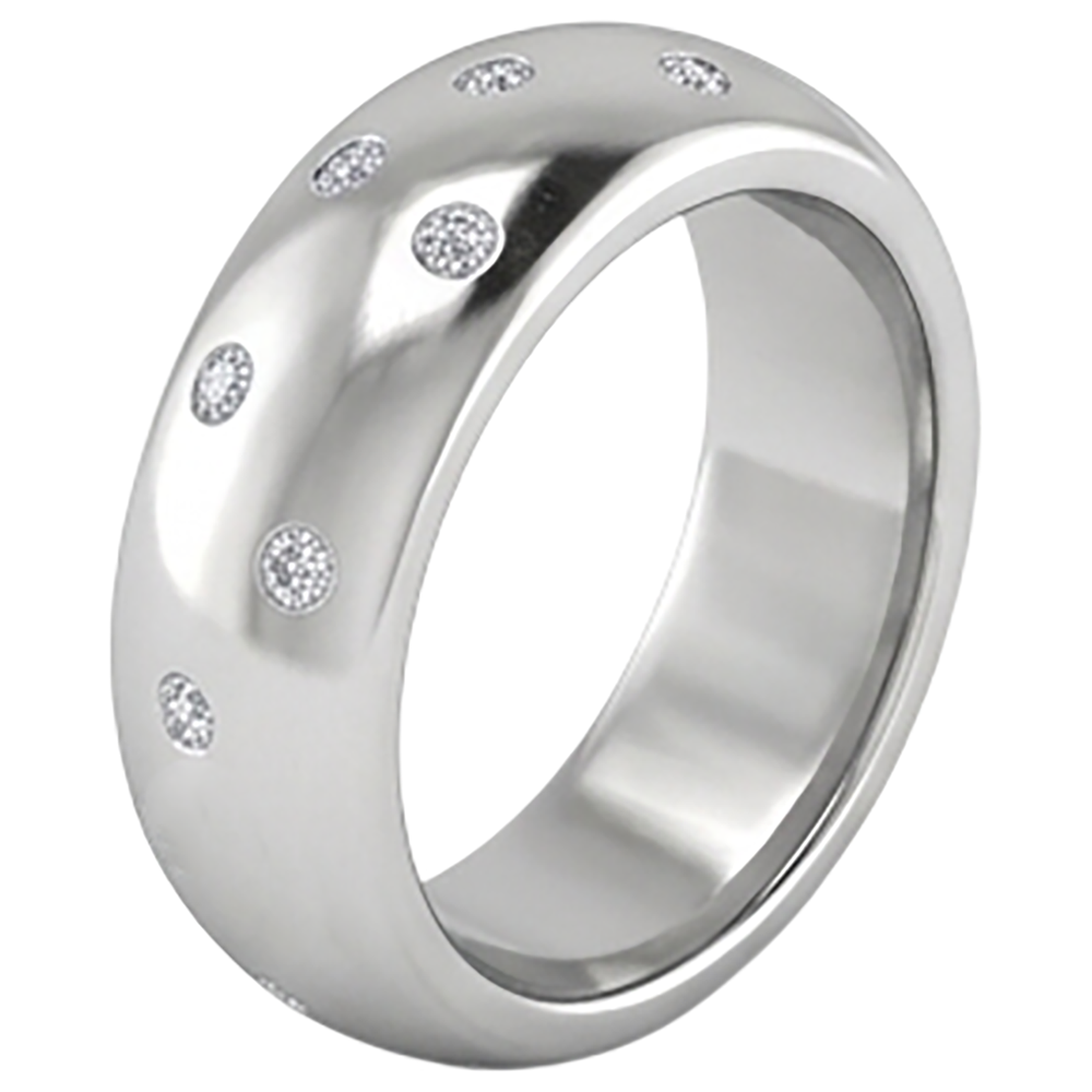 Gypsy Set Round Natural Earth Mined Diamond Band 0.90 Carats White Gold 14K Men's Ring