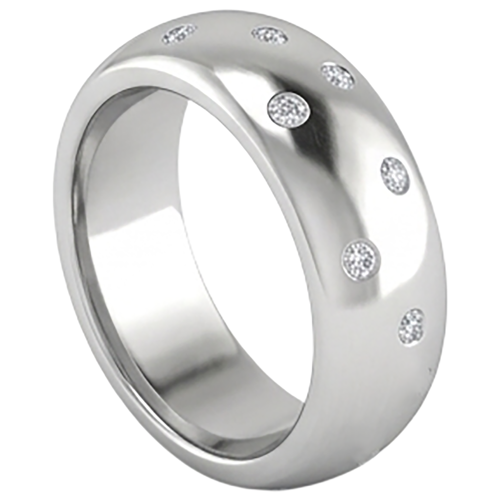 Gypsy Set Round Natural Earth Mined Diamond Band 0.90 Carats White Gold 14K Men's Ring