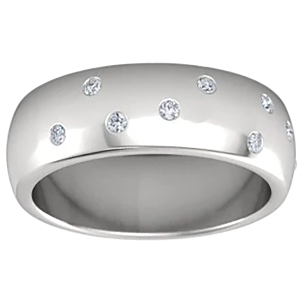 Gypsy Set Round Natural Earth Mined Diamond Band 0.90 Carats White Gold 14K Men's Ring