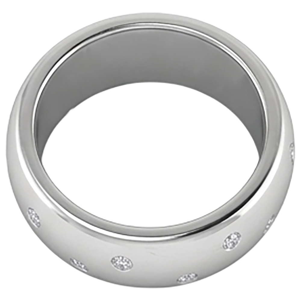 Gypsy Set Round Natural Earth Mined Diamond Band 0.90 Carats White Gold 14K Men's Ring