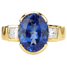 Half Bezel 2.10 Carat Tanzanite And Natural Earth Mined DIAMOND ( NOT LAB GROWN )s 3-Stone Ring Gemstone