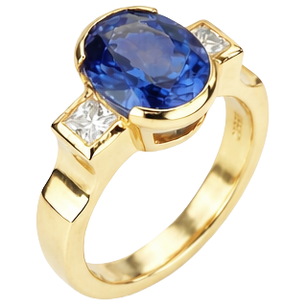 Half Bezel 2.10 Carat Tanzanite And Natural Earth Mined DIAMOND ( NOT LAB GROWN )s 3-Stone Ring Gemstone