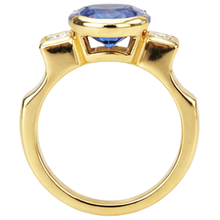 Half Bezel 2.10 Carat Tanzanite And Natural Earth Mined DIAMOND ( NOT LAB GROWN )s 3-Stone Ring Gemstone