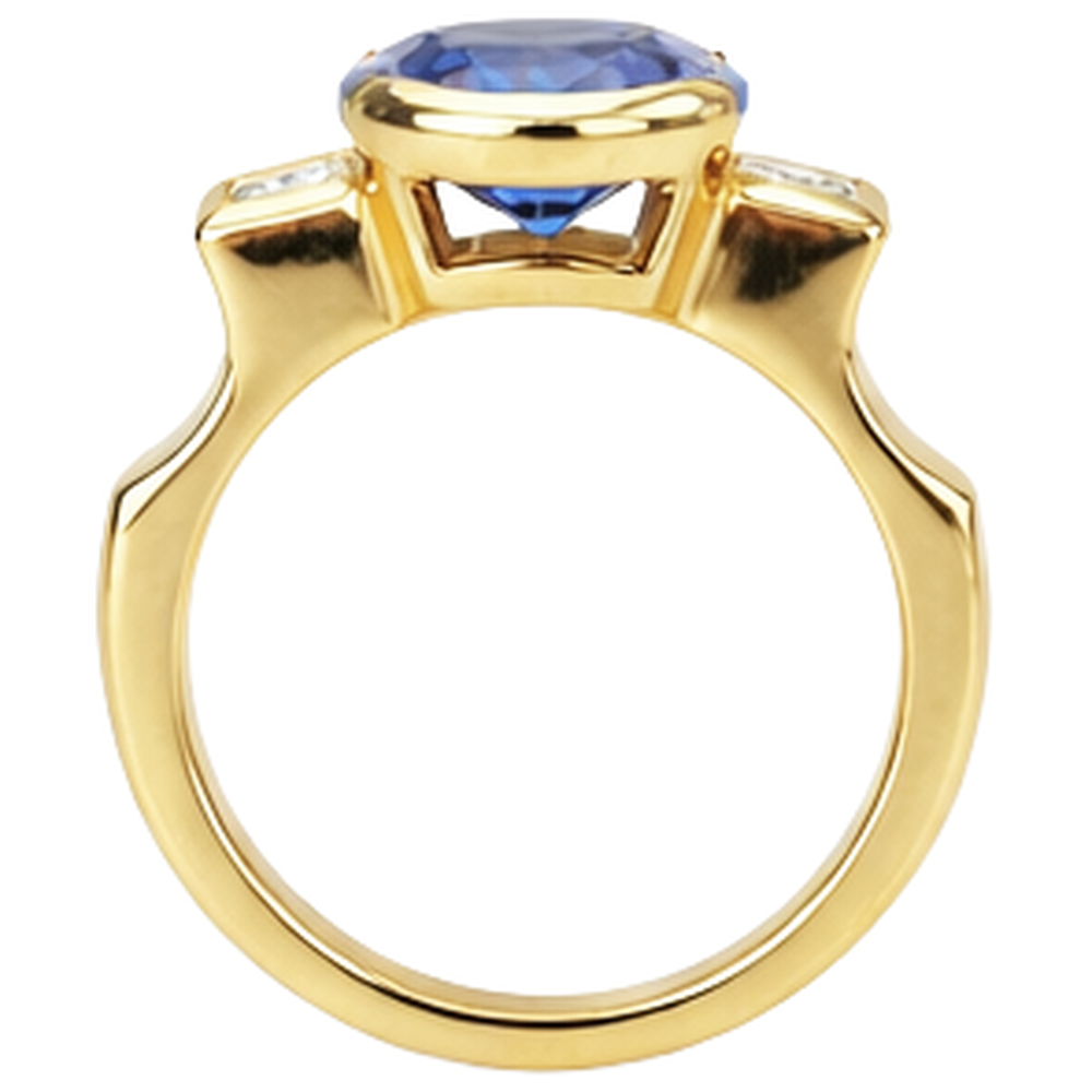 Half Bezel 2.10 Carat Tanzanite And Natural Earth Mined DIAMOND ( NOT LAB GROWN )s 3-Stone Ring Gemstone