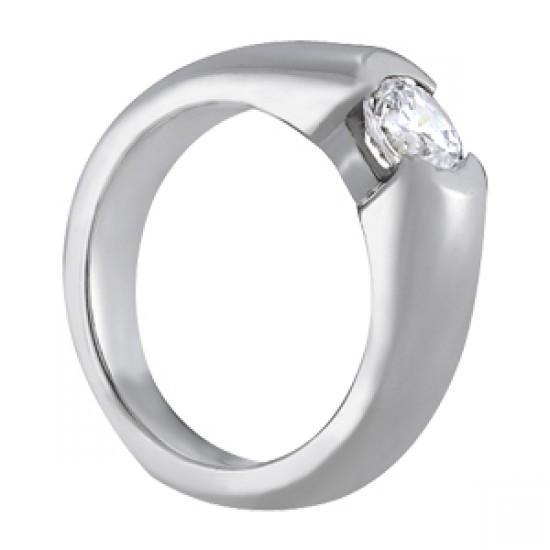 Half Bezel Natural Diamond Solitaire Ring Jewelry