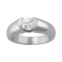 Half Bezel Natural Diamond Solitaire Ring 0.75 Carats Jewelry