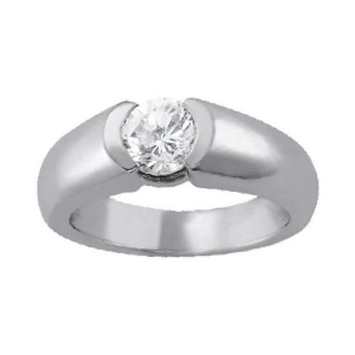 Half Bezel Natural Diamond Solitaire Ring 0.75 Carats Jewelry