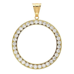 Half Dollar Diamond Pendant Bezel 1 Carat Yellow Gold (Coin not Included)