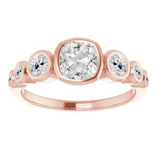 Half Eternity Band Cushion Old Cut Natural Earth Mined Diamond Bubble Ring 5.50 Carats