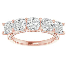 Half Eternity Band Cushion Real Old Cut Diamond Rose Gold 11.25 Carats