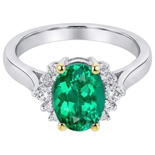 Emerald Oval Gemstone Ring in 14 Karat Two Tone Gold – side view