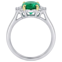 Earth-Mined Emerald Gemstone Ring 2.50 ct 14 Karat Two Tone Gold – top view
