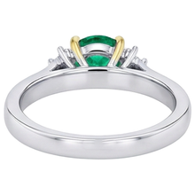 Oval Emerald ring in 14 Karat Two Tone Gold – back view