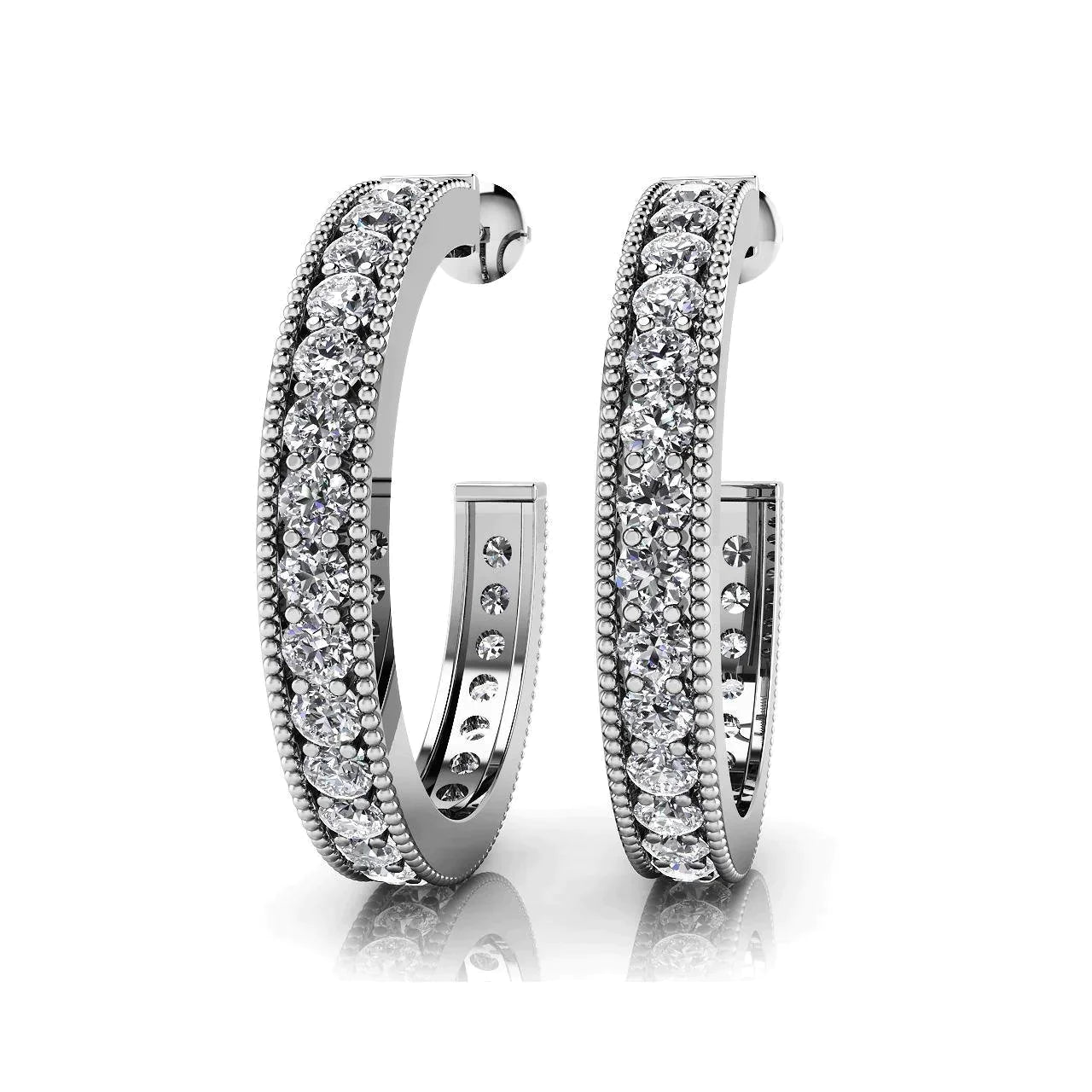 Half Hoop Genuine Diamond Vinatge Style Earrings