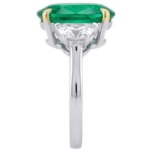 Colored Stone Ring 14K Two Tone Gold with Colombian Emerald – profile view